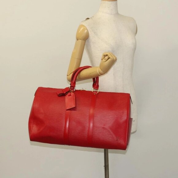 LOUIS VUITTON Epi Keepall 45 Boston Bag Red - Picture 14 of 16